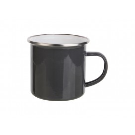 12oz Enamel Mug w/ Flat Bottom-Gray Black (48/carton)
